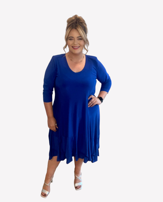 Magna A-Line Dress With Pin Tuck Hem - Cobalt Blue