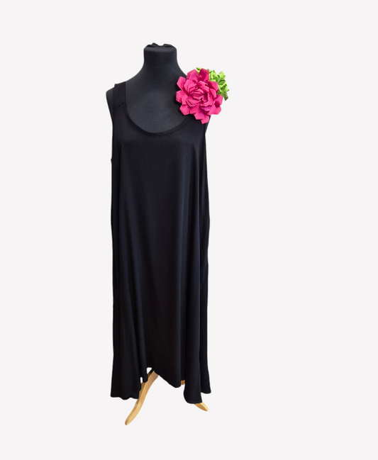 CNG Maxi Dress With Detachable Pink & Green Flower