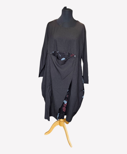 Pomme Rouge Tunic Dress With Button Cross Front Detail