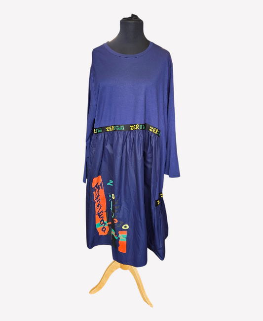 Pomme Rouge Tunic Dress With Detail Multicolored Waistband