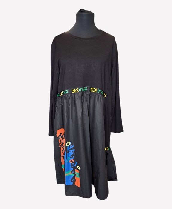 Pomme Rouge Tunic Dress With Detail Multicolored Waistband